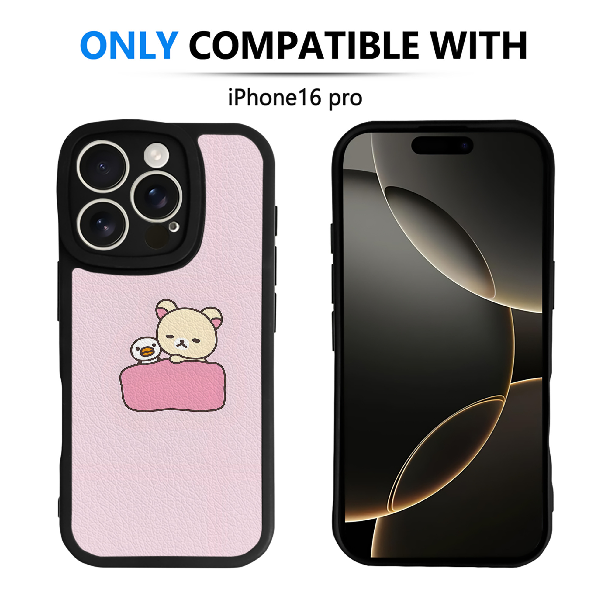 （画像用） リラックマ リラックマ キイロイトリ Rilakkuma Korilakkuma Kiiroitori 【iPhone 16シリーズ対応】シリコンスマホケース（レザー調） 材質：シリコン